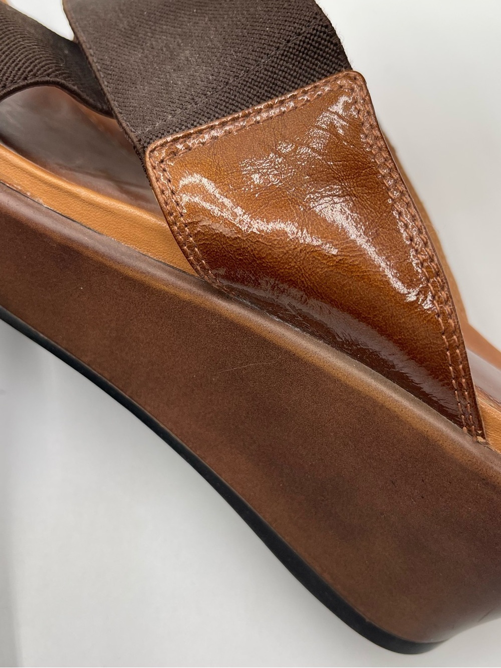 Dansko Ava Brown stretch Fabric Wedge Sandals Slip On Women's Size 38 US 7.5-8 - Picture 12 of 13